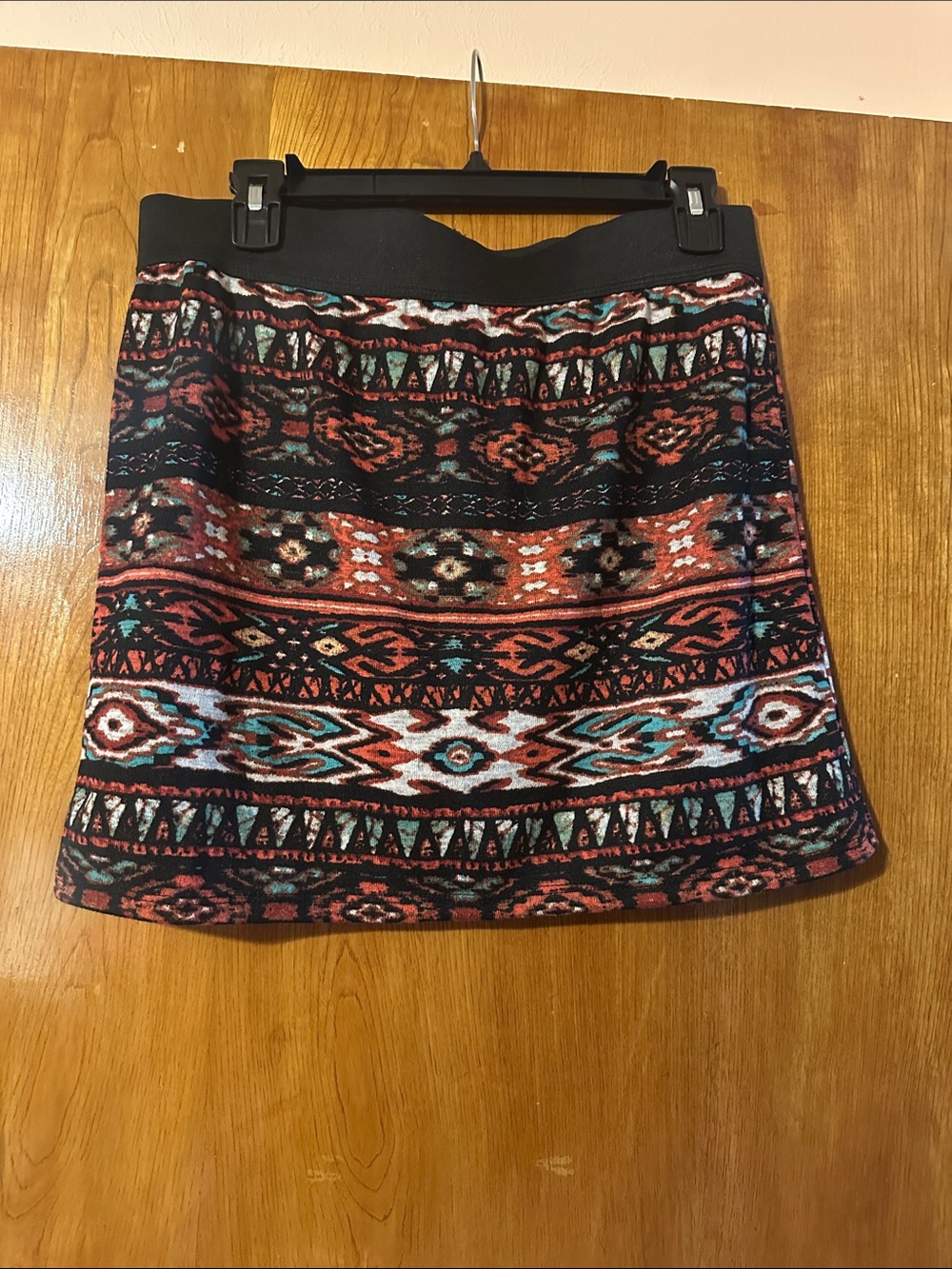 Turquoise Heaven Patterned Tribal Mini Skirt in Rust & Teal - Women's Skirt